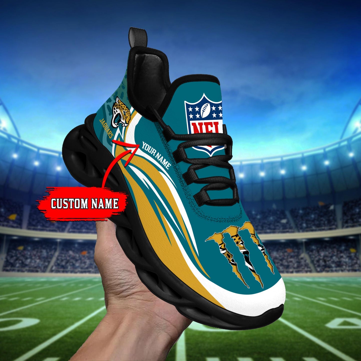 Ideafootwear Jacksonville Jaguars Max Soul Shoes Sneakers For Men And Women