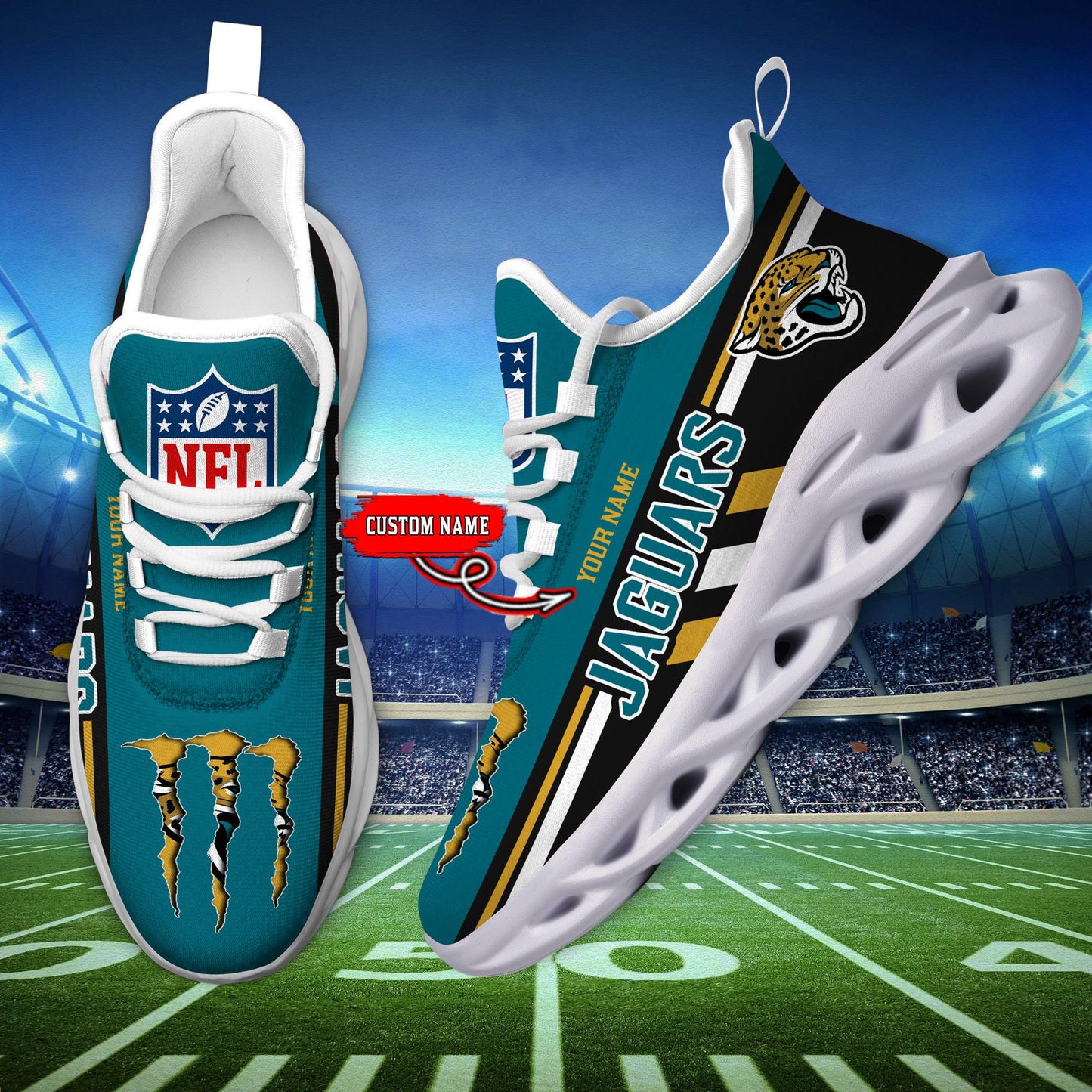 Ideafootwear Jacksonville Jaguars Max Soul Shoes Sneakers For Men And Women