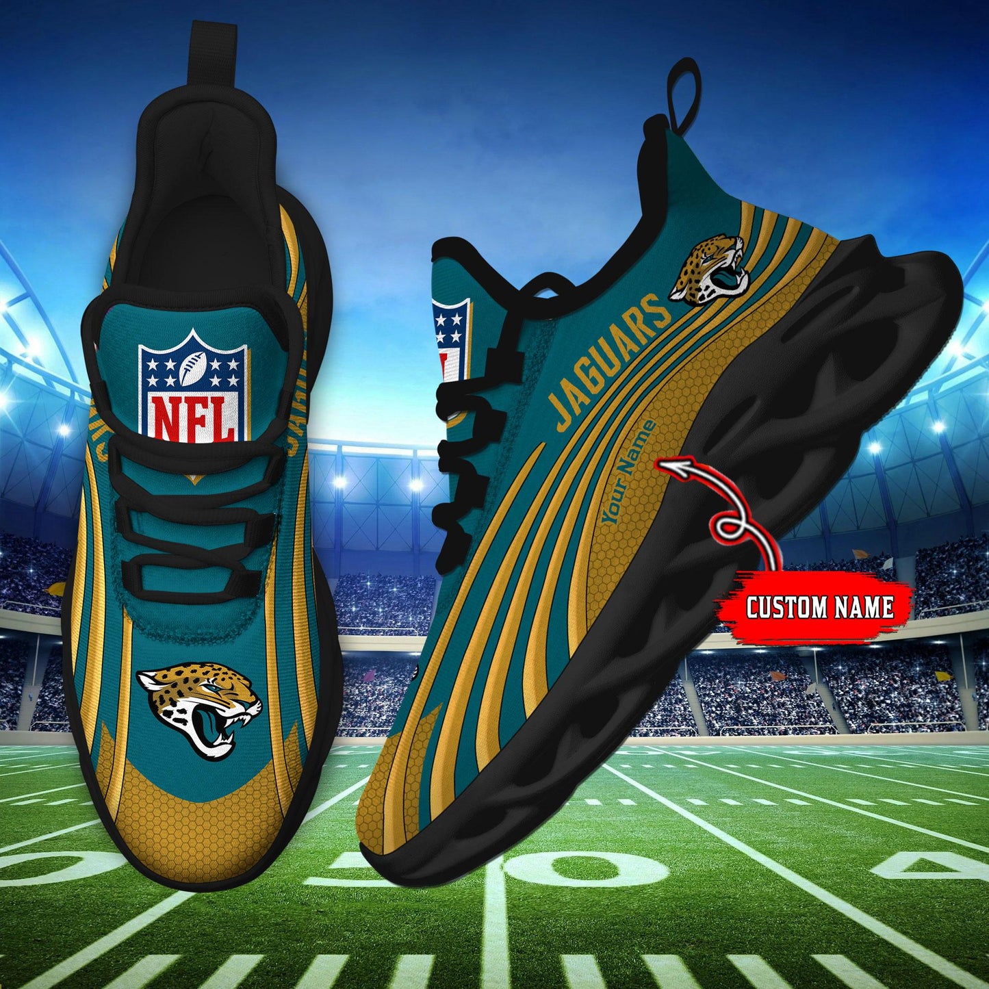 Ideafootwear Jacksonville Jaguars Max Soul Shoes Sneakers For Men And Women