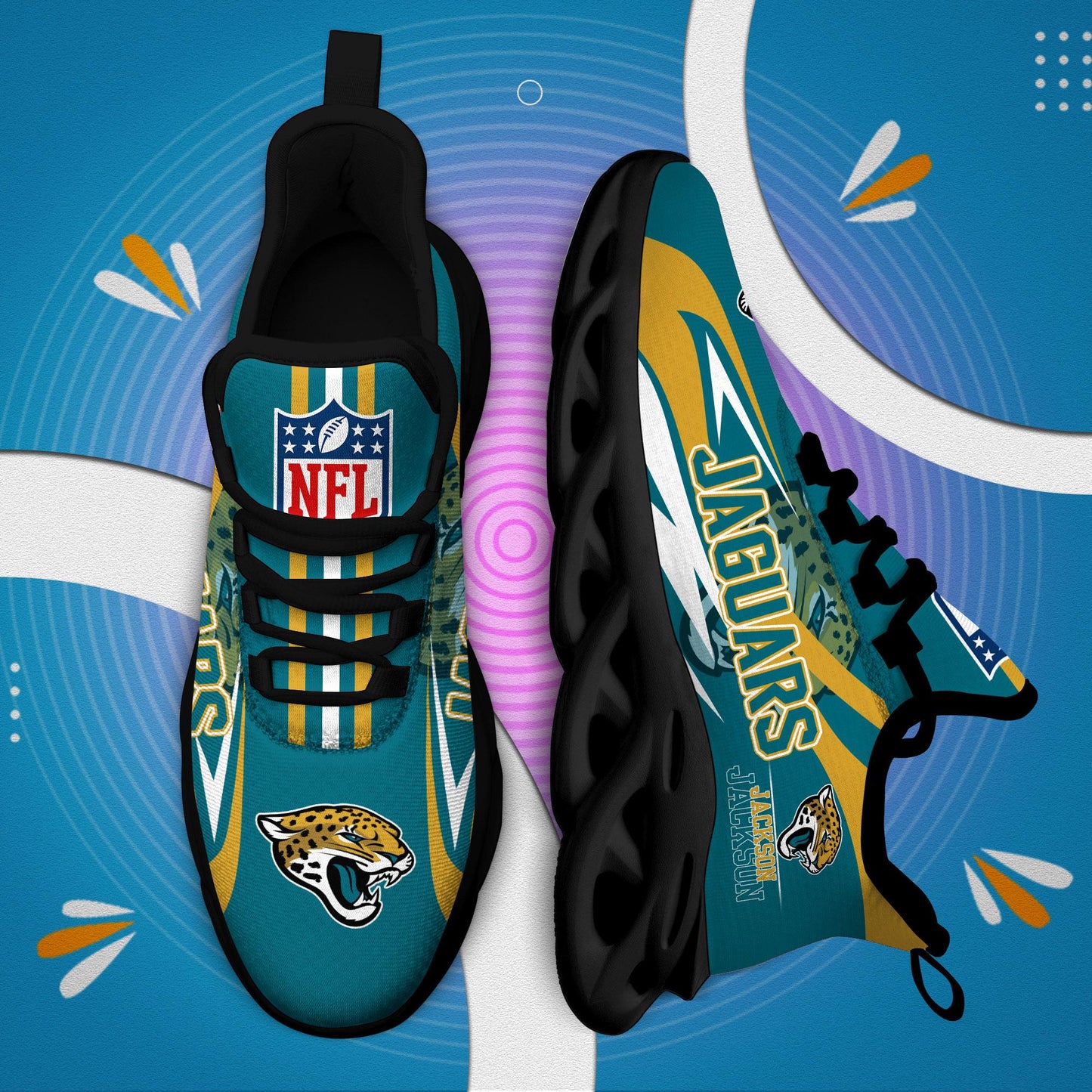 Ideafootwear Jacksonville Jaguars Max Soul Shoes Sneakers For Men And Women