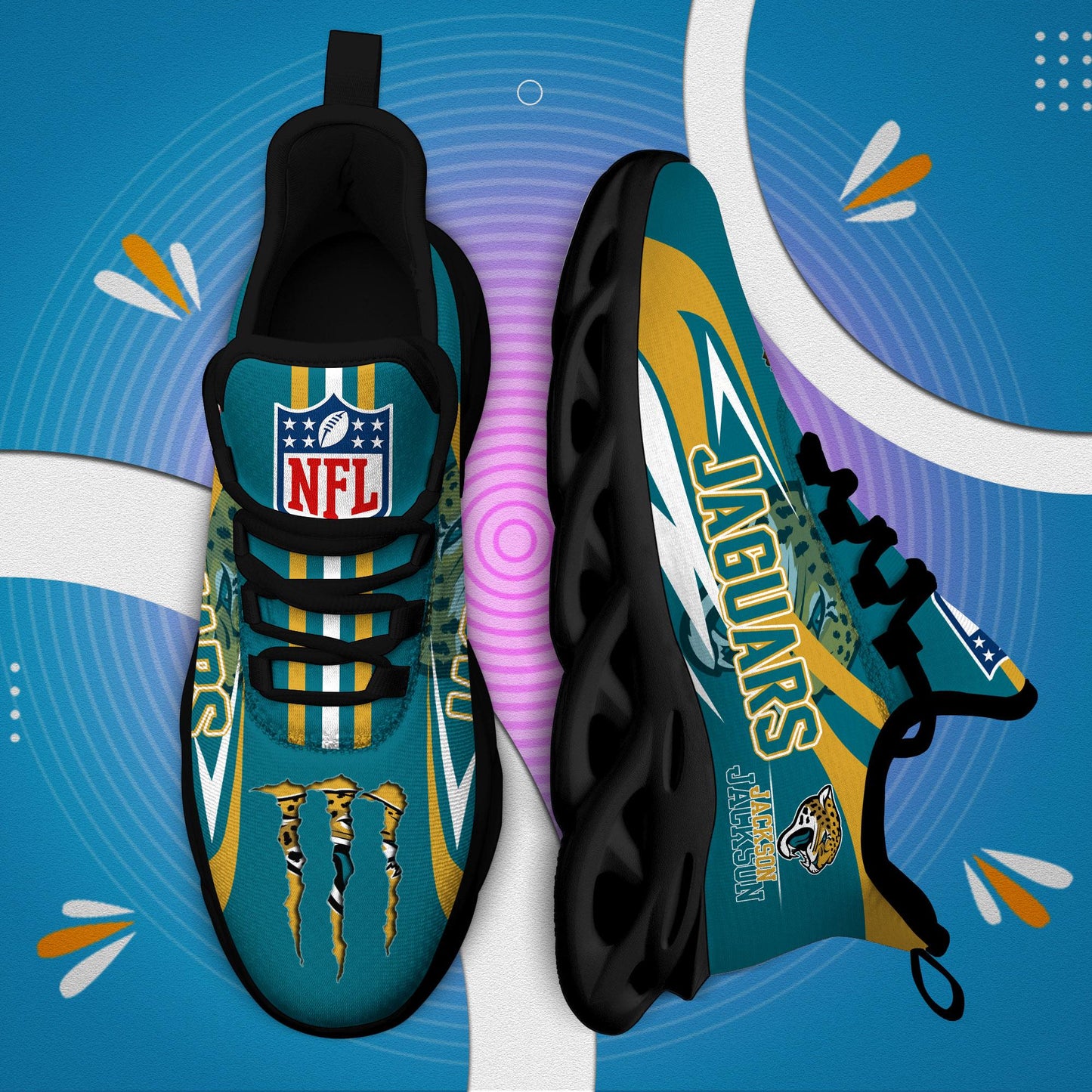 Ideafootwear Jacksonville Jaguars Max Soul Shoes Sneakers For Men And Women