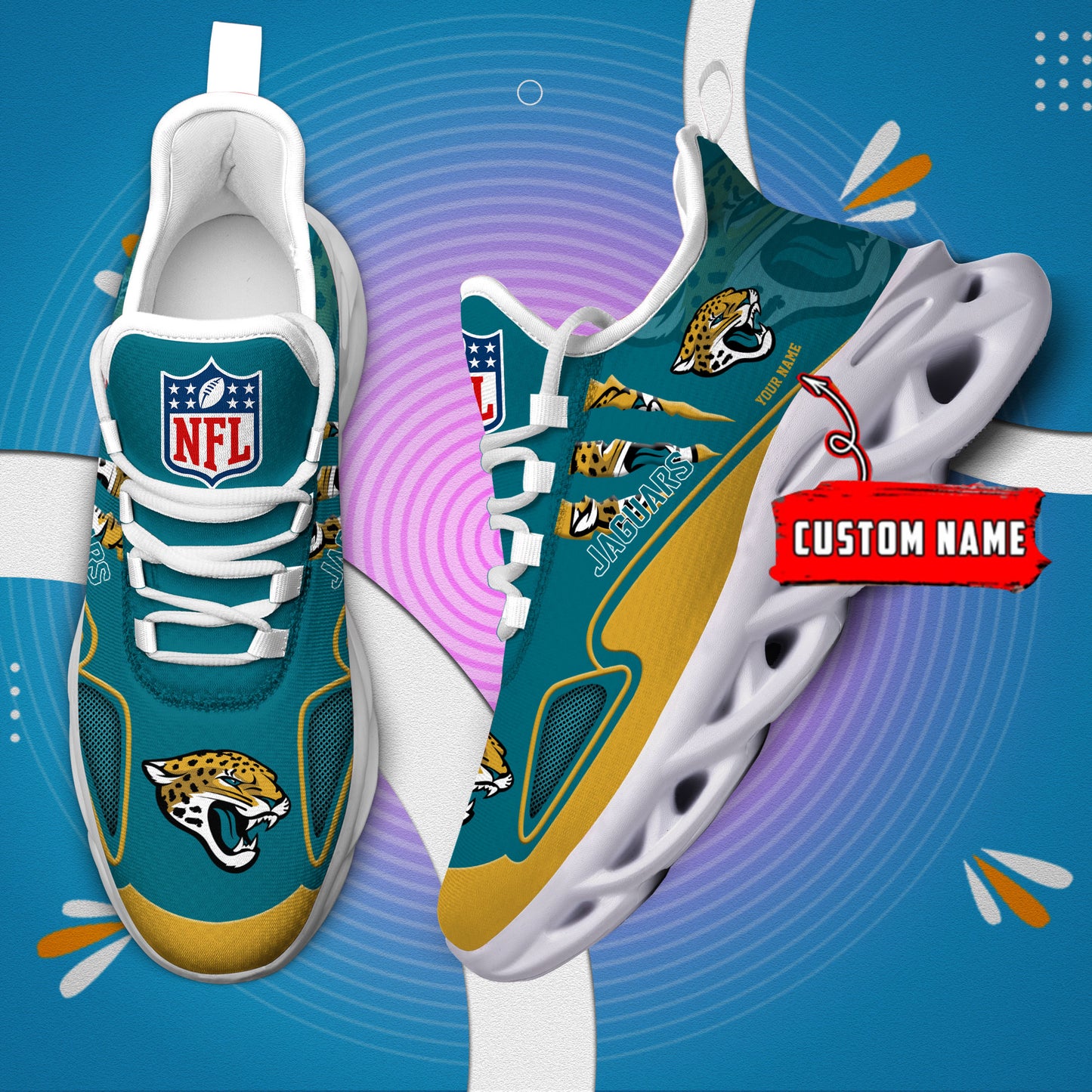 Ideafootwear Jacksonville Jaguars Max Soul Shoes Sneakers For Men And Women