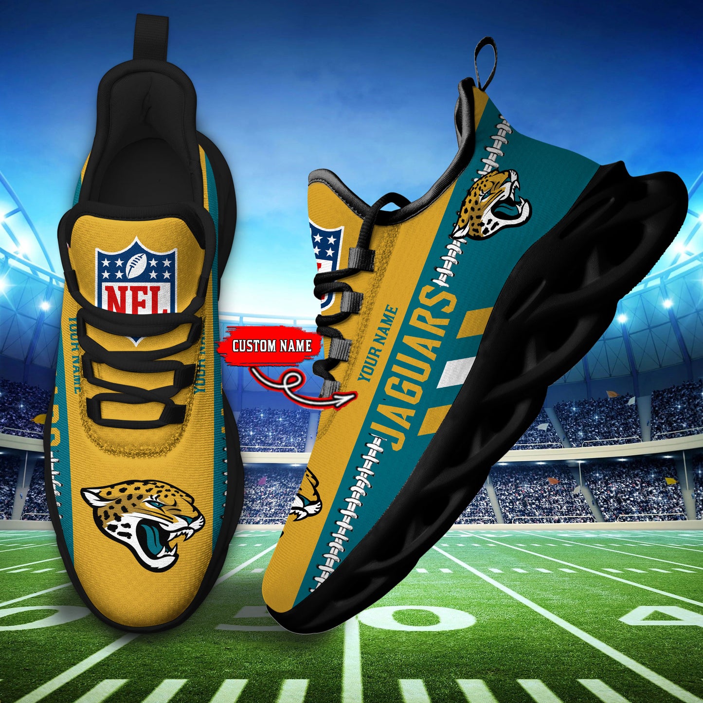 Ideafootwear Jacksonville Jaguars Max Soul Shoes Sneakers For Men And Women