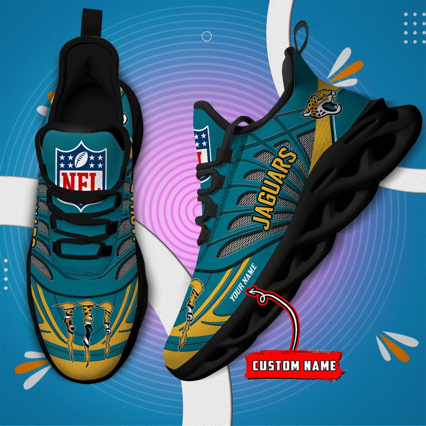 Ideafootwear Jacksonville Jaguars Max Soul Shoes Sneakers For Men And Women