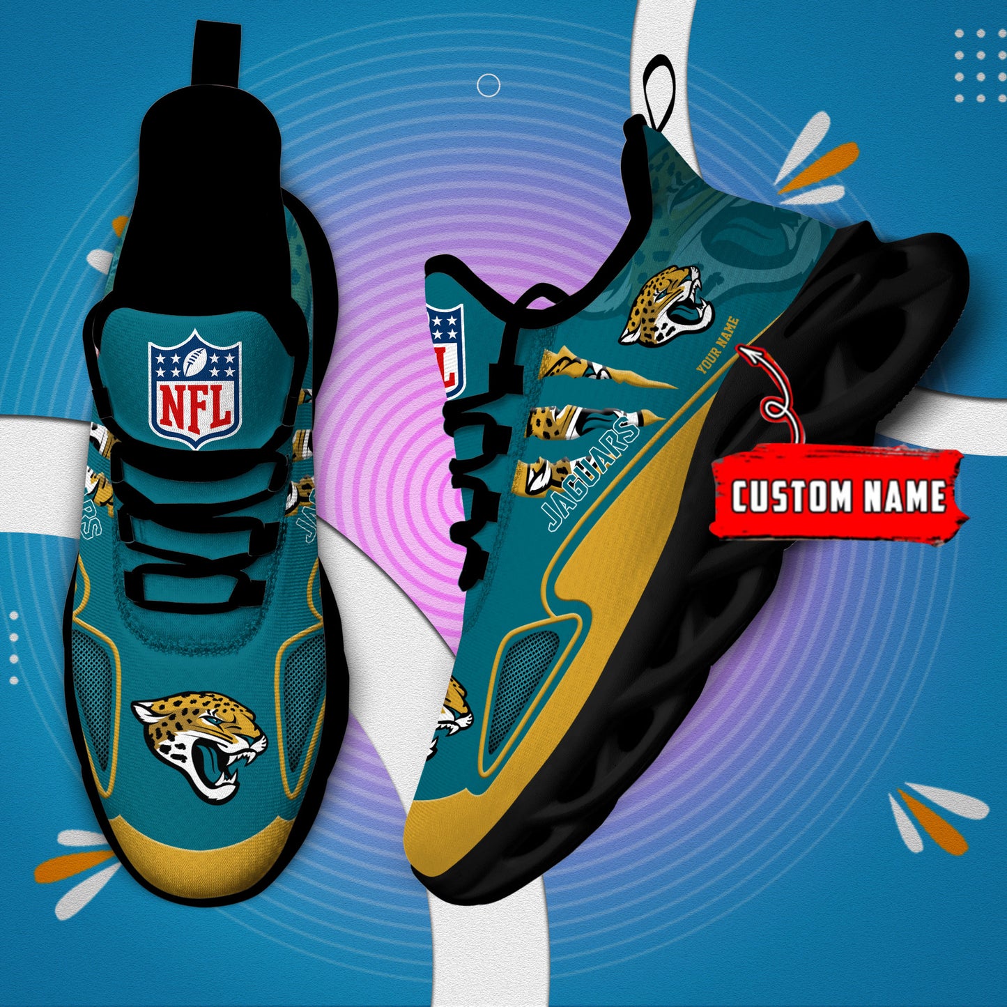 Ideafootwear Jacksonville Jaguars Max Soul Shoes Sneakers For Men And Women