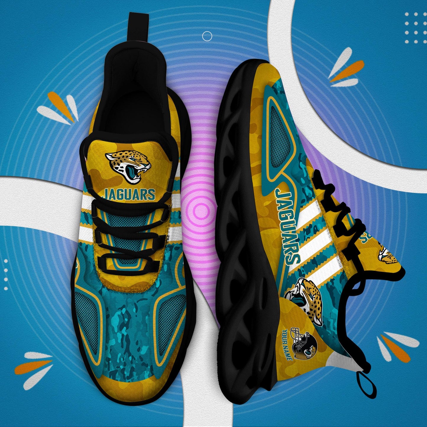 Ideafootwear Jacksonville Jaguars Max Soul Shoes Sneakers For Men And Women