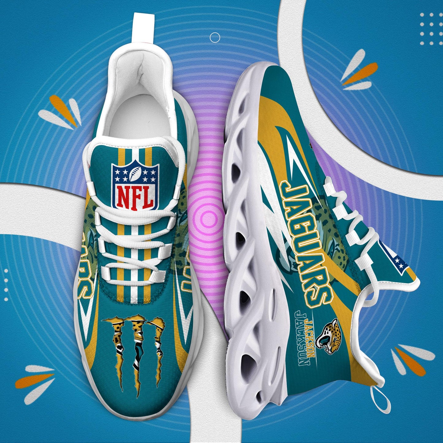 Ideafootwear Jacksonville Jaguars Max Soul Shoes Sneakers For Men And Women