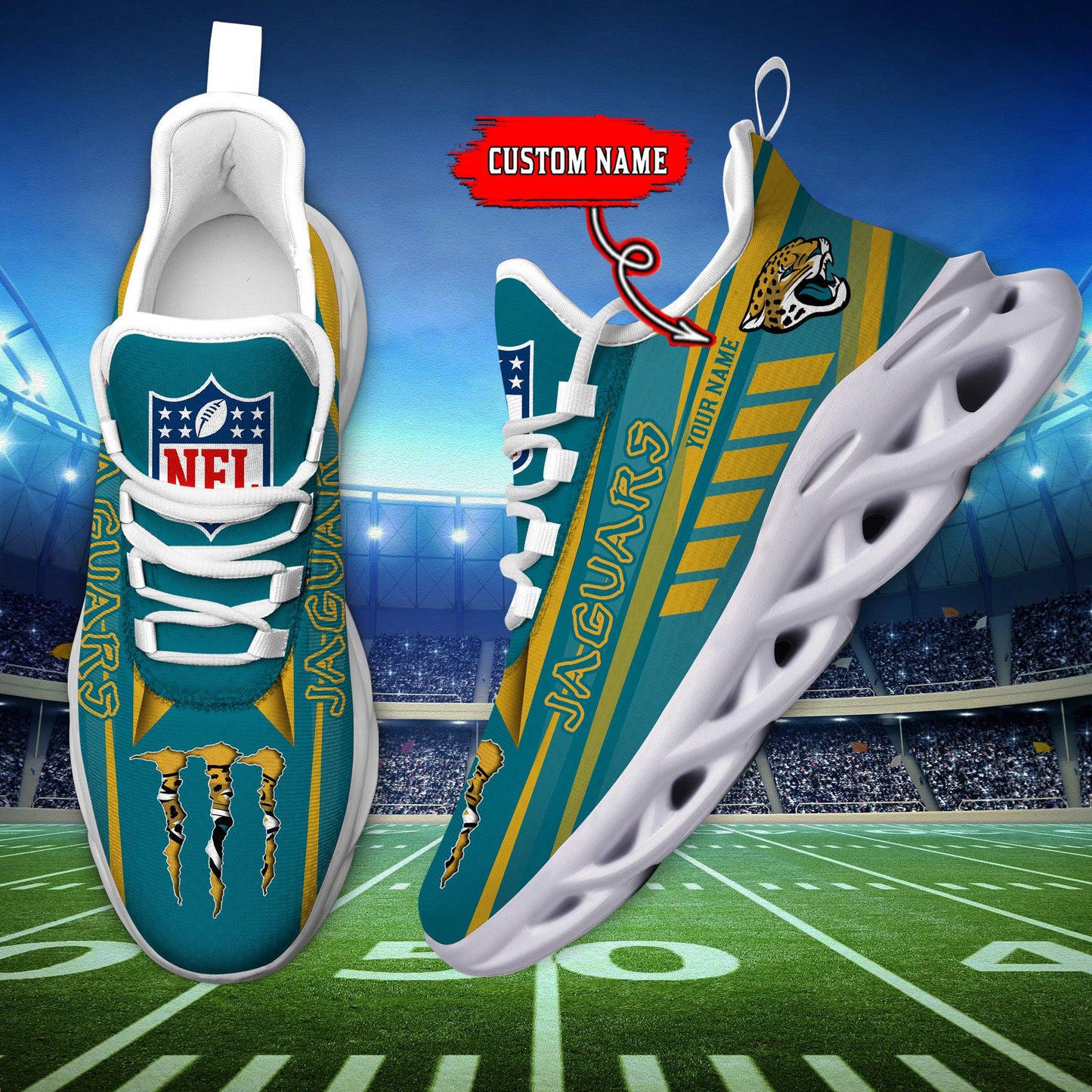 Ideafootwear Jacksonville Jaguars Max Soul Shoes Sneakers For Men And Women