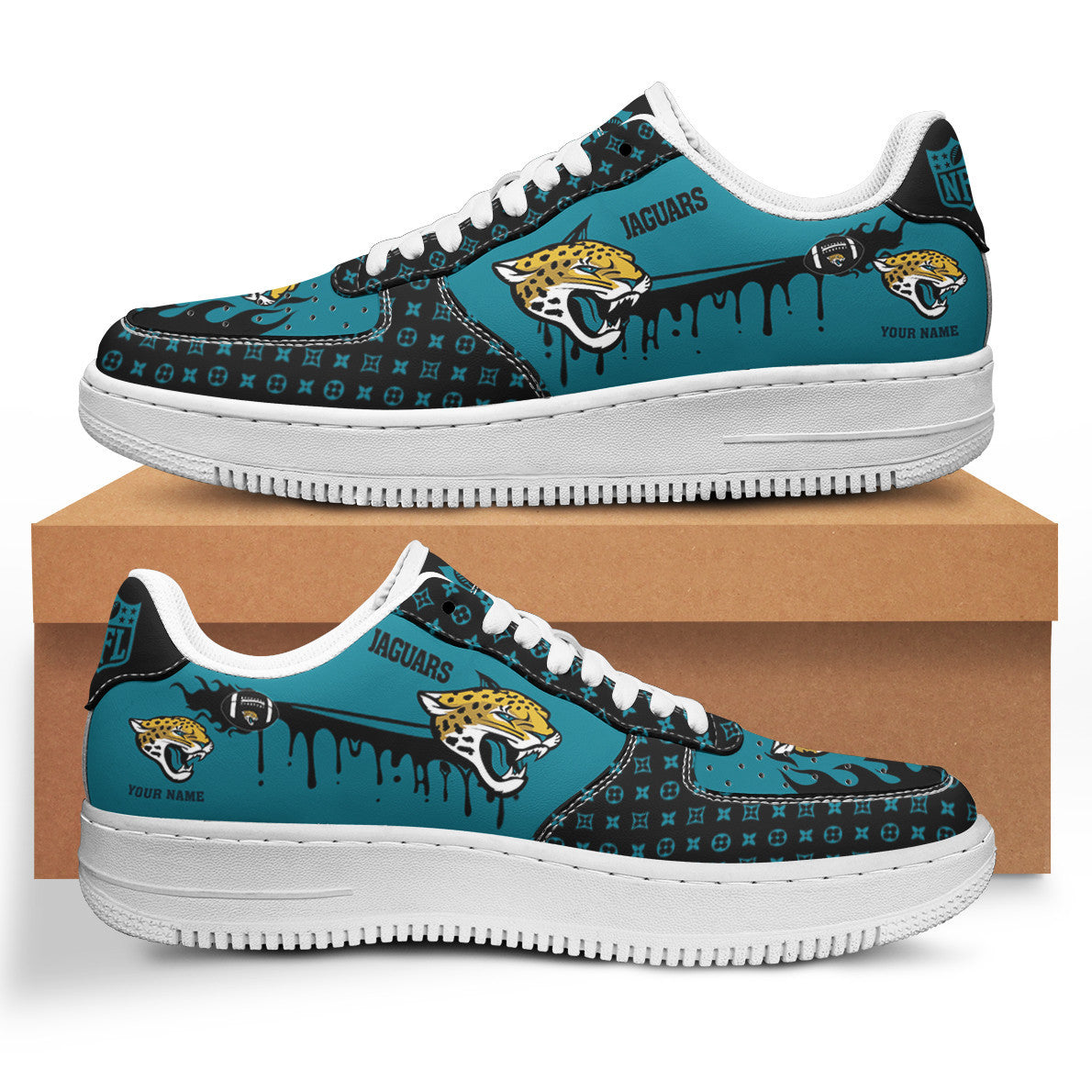 Ideafootwear Jacksonville Jaguars NFL Air Low-Top Sneakers Shoes For Men And Women