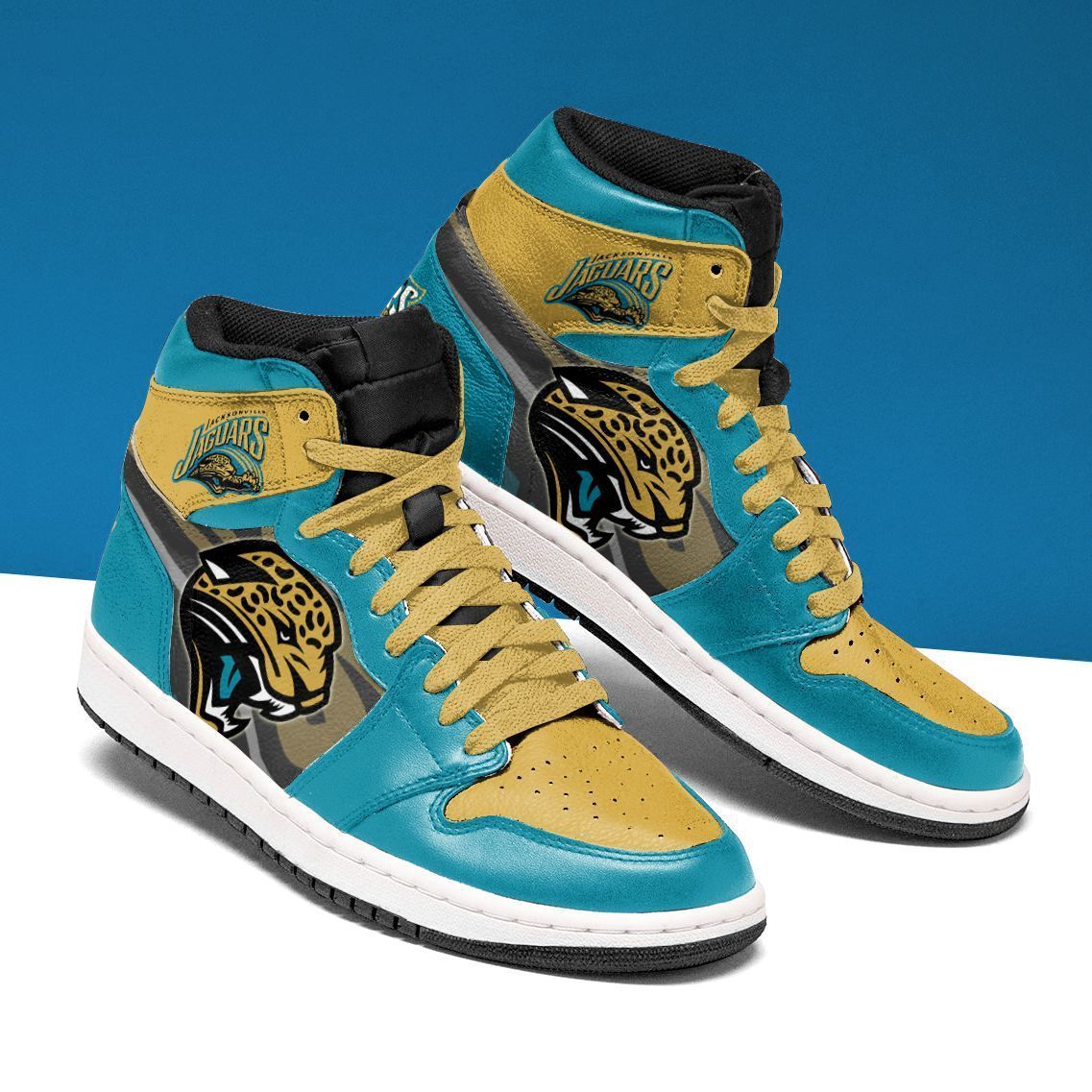 Ideafootwear Jacksonville Jaguars NFL AJ1 High Sneakers Shoes For Men And Women