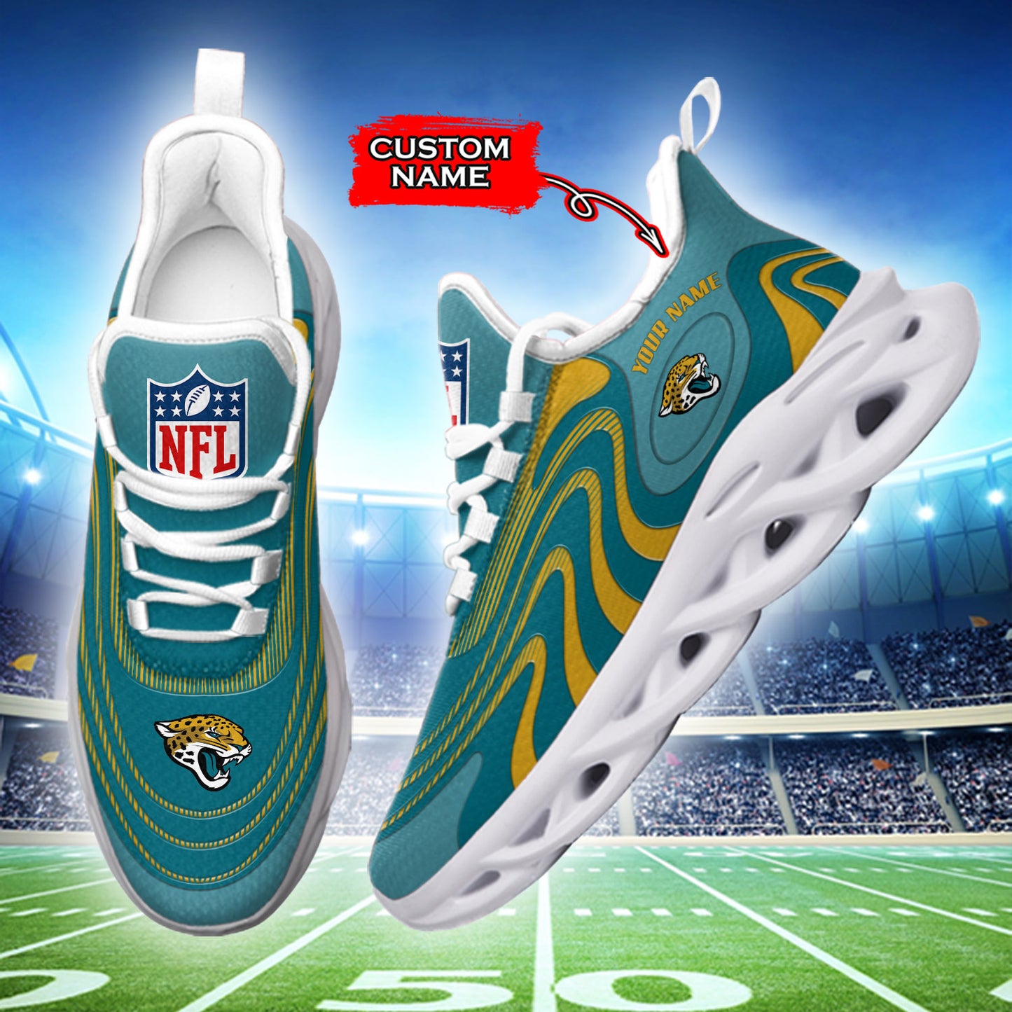 Ideafootwear Jacksonville Jaguars NFL Max Soul Shoes Sneakers For Men And Women