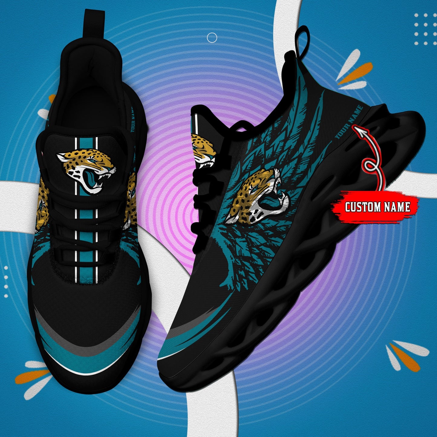 Ideafootwear Jacksonville Jaguars NFL Max Soul Shoes Sneakers For Men And Women