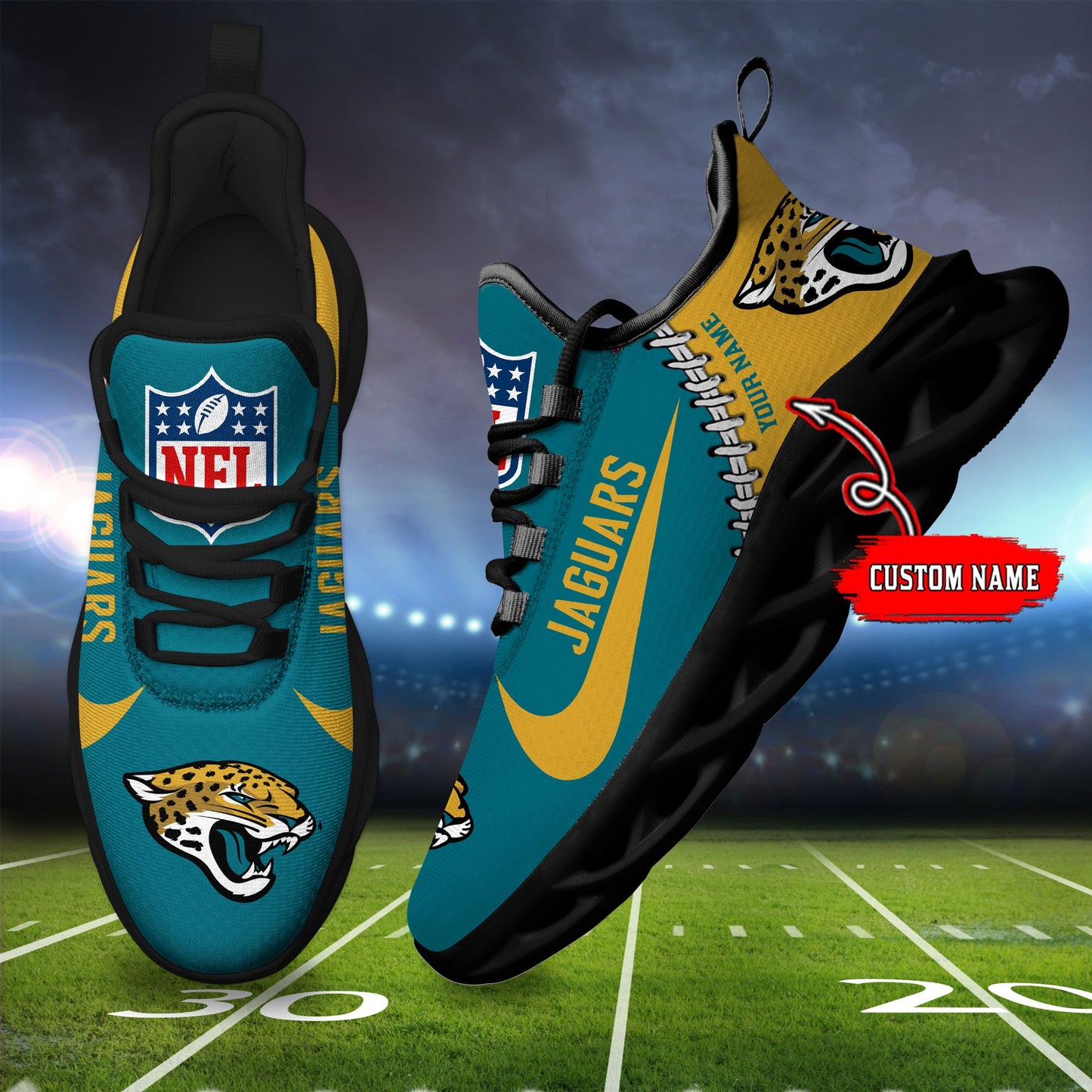 Ideafootwear Jacksonville Jaguars NFL Max Soul Shoes Sneakers For Men And Women