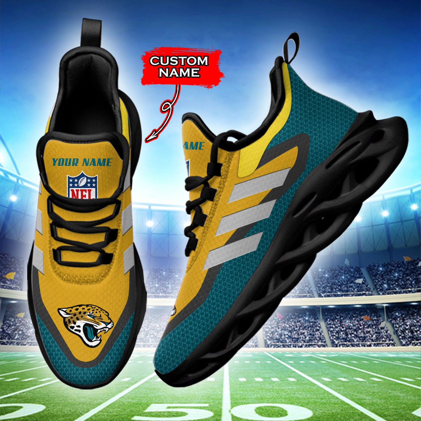 Ideafootwear Jacksonville Jaguars NFL Max Soul Shoes Sneakers For Men And Women