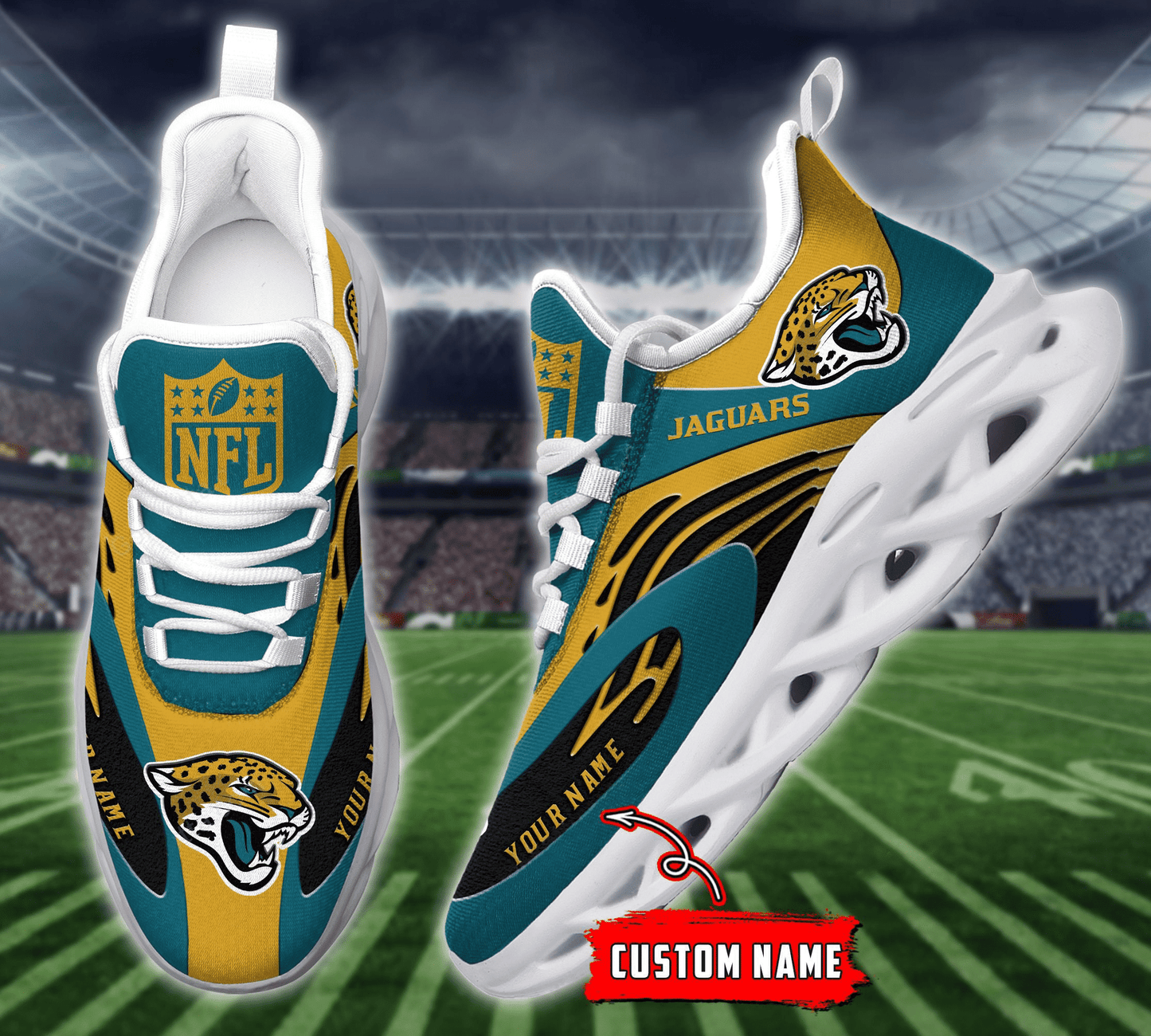 Ideafootwear Jacksonville Jaguars NFL Max Soul Shoes Sneakers For Men And Women