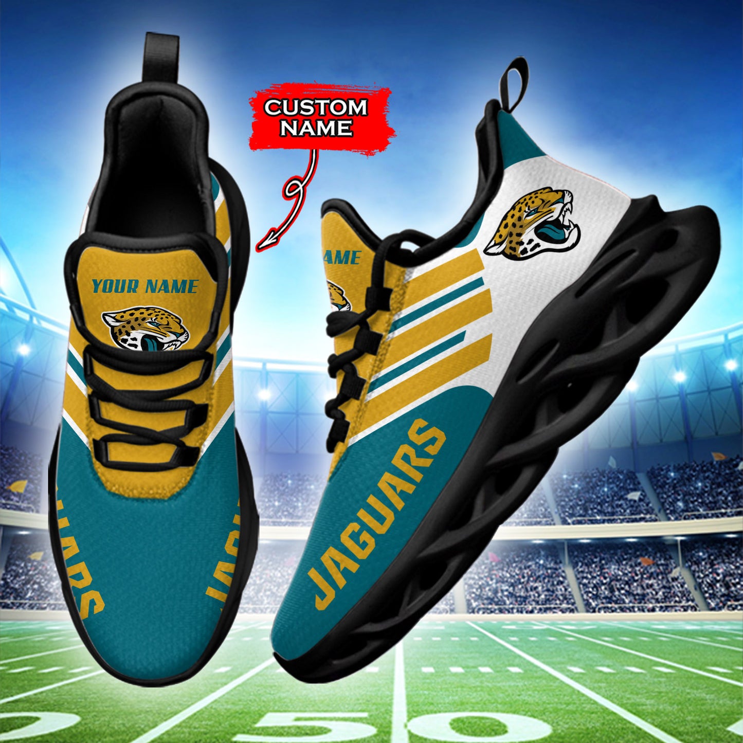 Ideafootwear Jacksonville Jaguars NFL Max Soul Shoes Sneakers For Men And Women