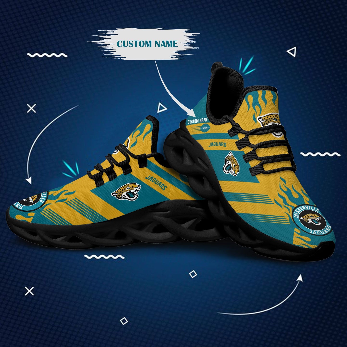 Ideafootwear Jacksonville Jaguars NFL Max Soul Shoes Sneakers For Men And Women
