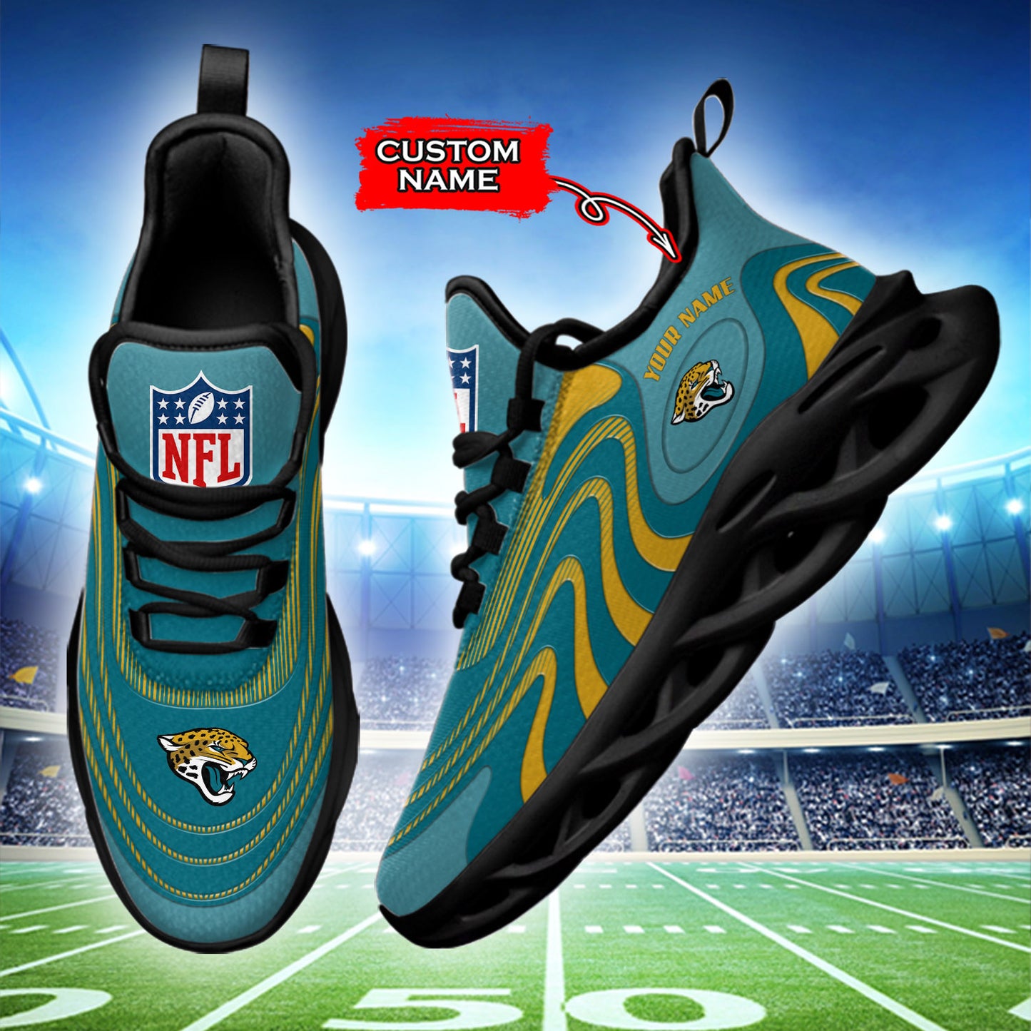 Ideafootwear Jacksonville Jaguars NFL Max Soul Shoes Sneakers For Men And Women