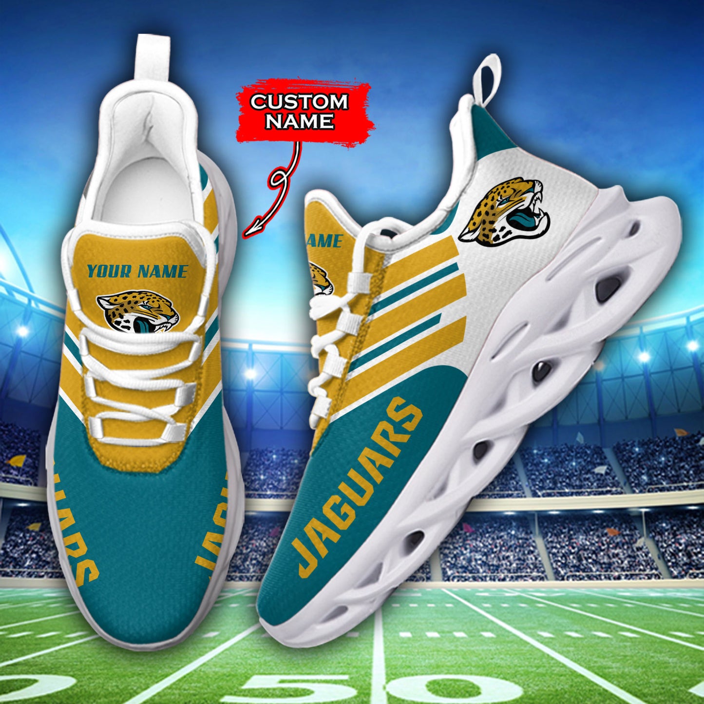Ideafootwear Jacksonville Jaguars NFL Max Soul Shoes Sneakers For Men And Women