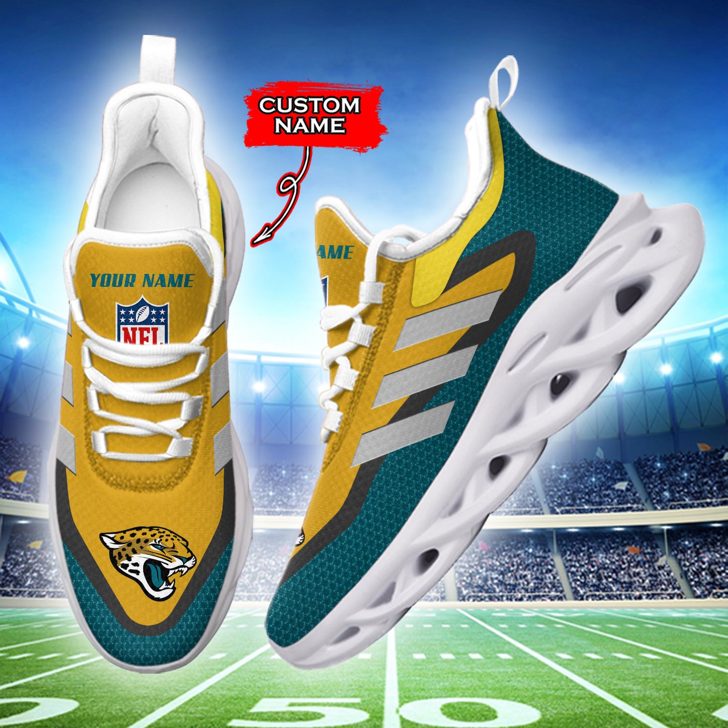 Ideafootwear Jacksonville Jaguars NFL Max Soul Shoes Sneakers For Men And Women