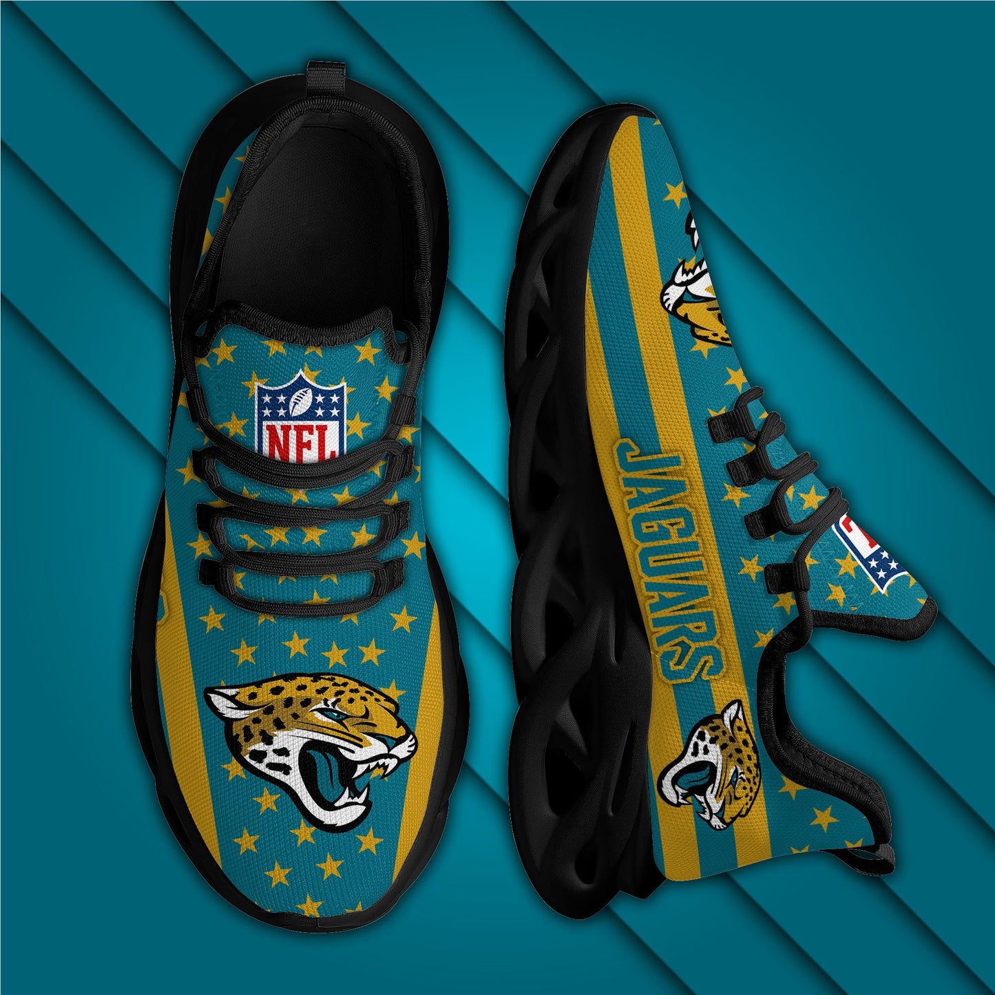 Ideafootwear Jacksonville Jaguars NFL Max Soul Shoes Sneakers For Men And Women