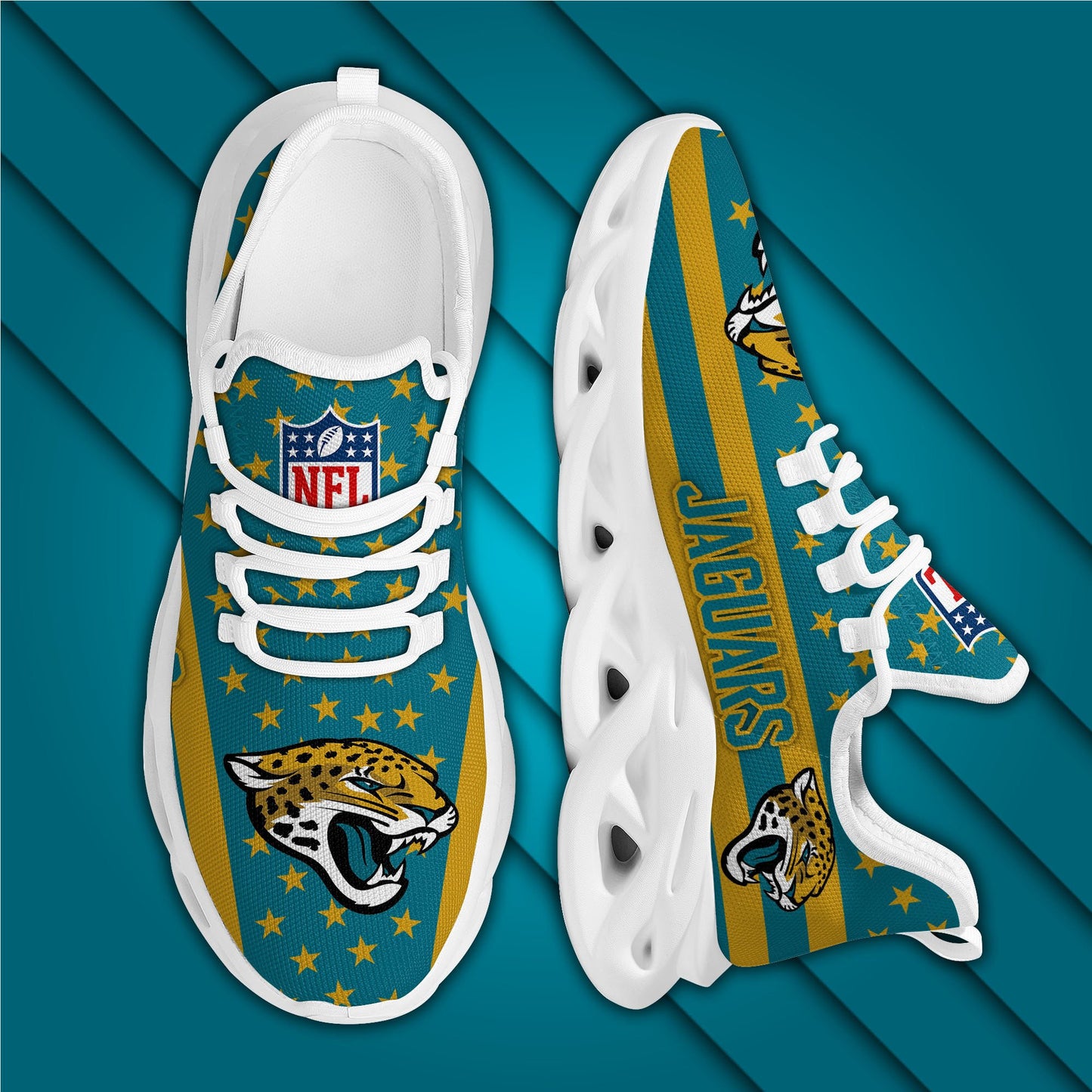 Ideafootwear Jacksonville Jaguars NFL Max Soul Shoes Sneakers For Men And Women