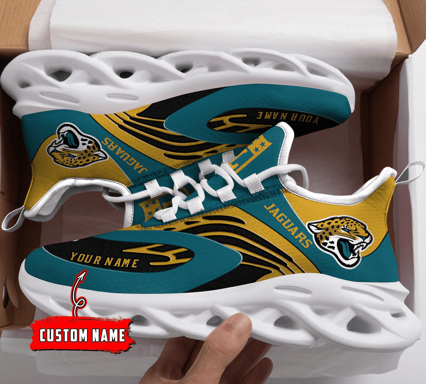 Ideafootwear Jacksonville Jaguars NFL Max Soul Shoes Sneakers For Men And Women