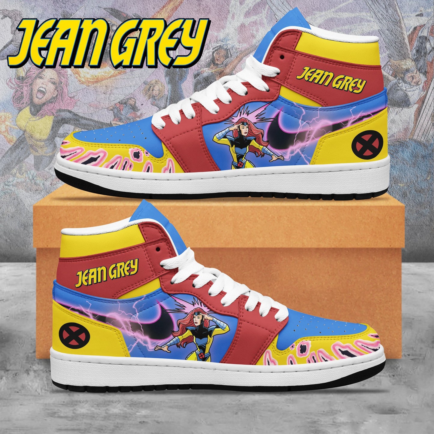 Ideafootwear Jean Grey X-Men AJ1 High Sneakers Shoes For Men And Women