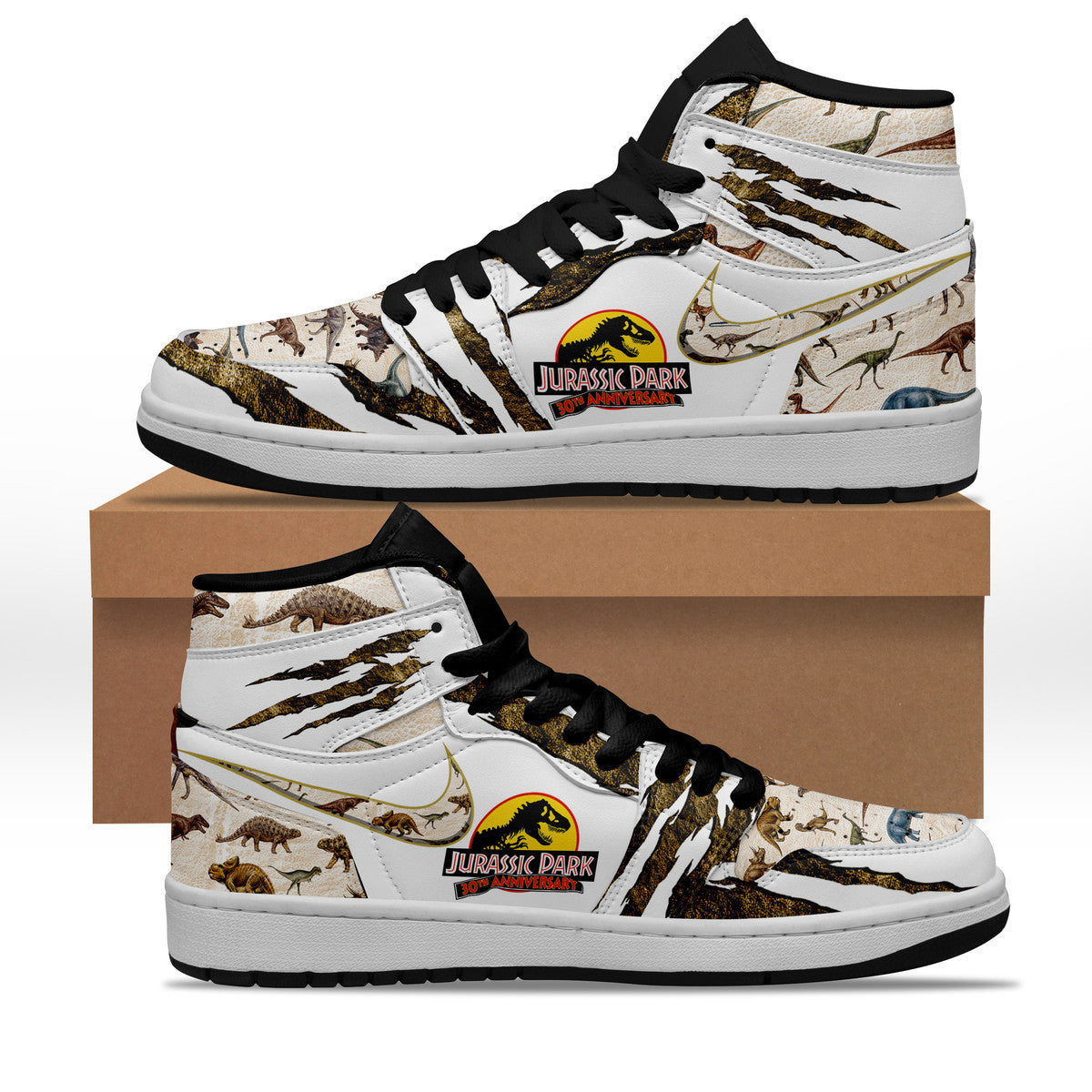 Ideafootwear Jurassic Park AJ1 High Sneakers Shoes For Men And Women