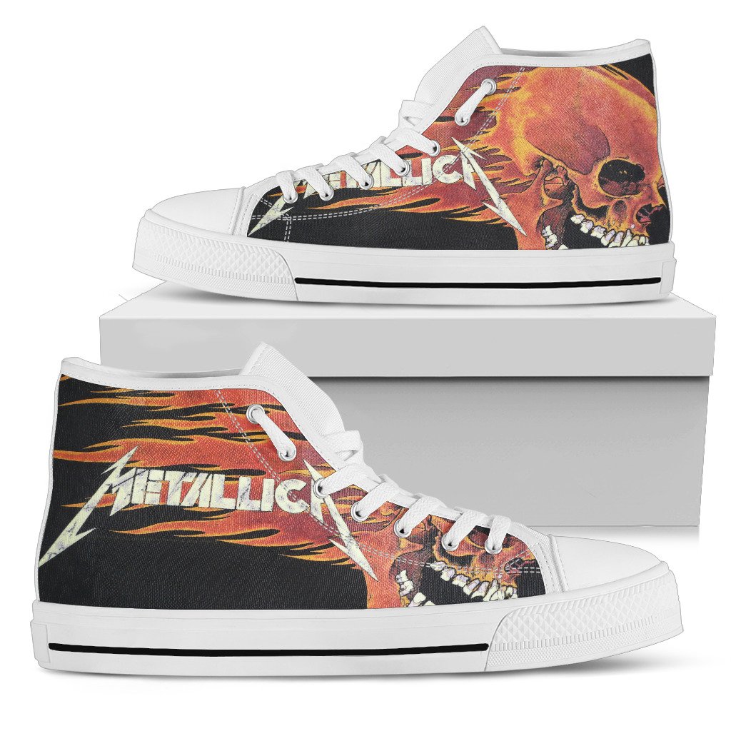 Ideafootwear Metallica High Top Canvas Sneakers Shoes For Men And Women