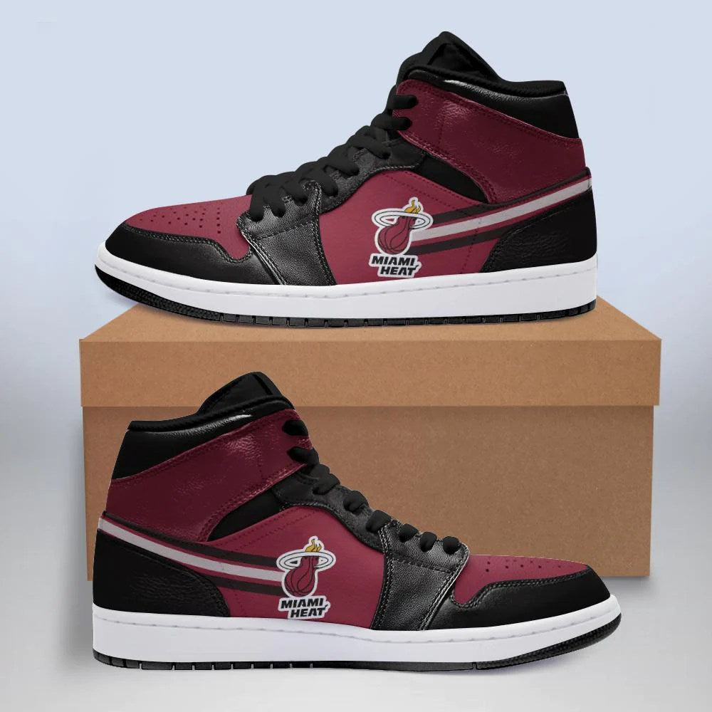 Ideafootwear Miami Heat NBA AJ1 High Sneakers Shoes For Men And Women