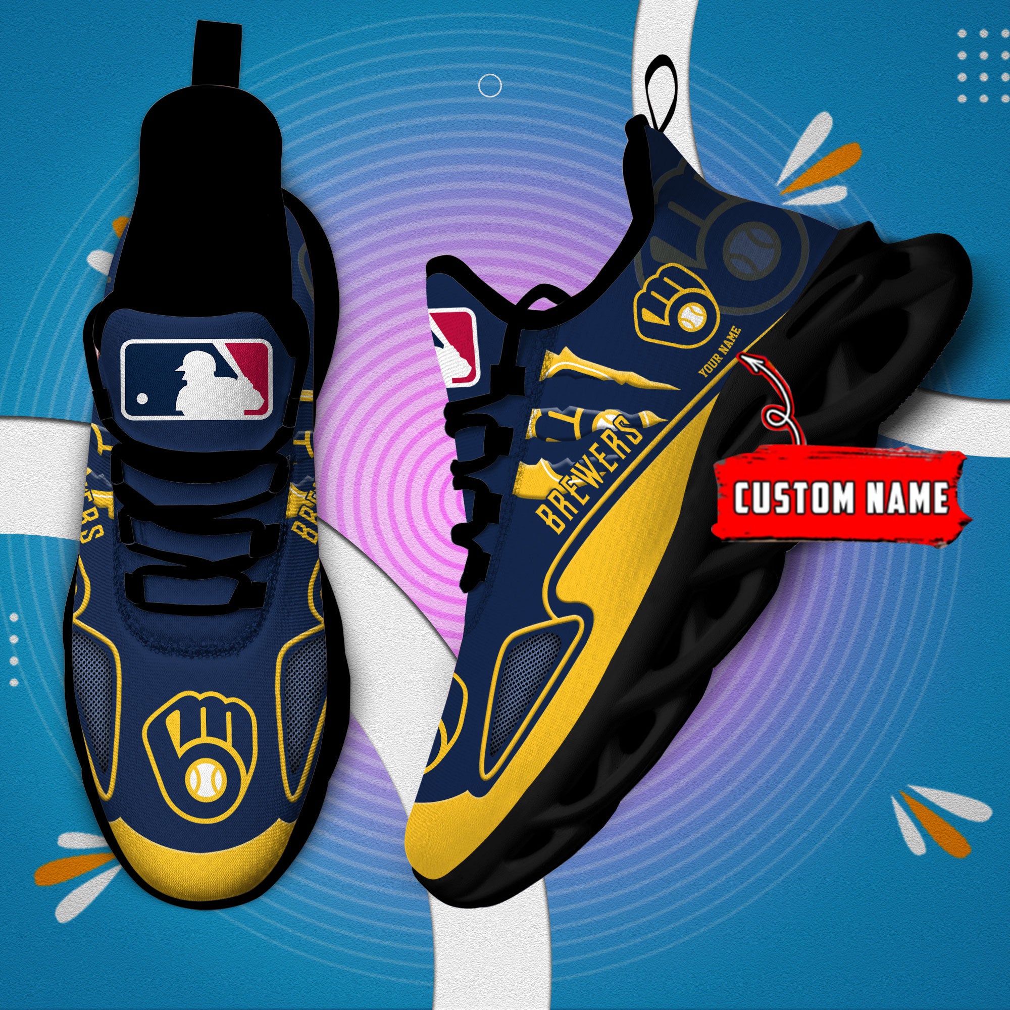 Ideafootwear Milwaukee Brewers Max Soul Shoes Sneakers For Men And Women