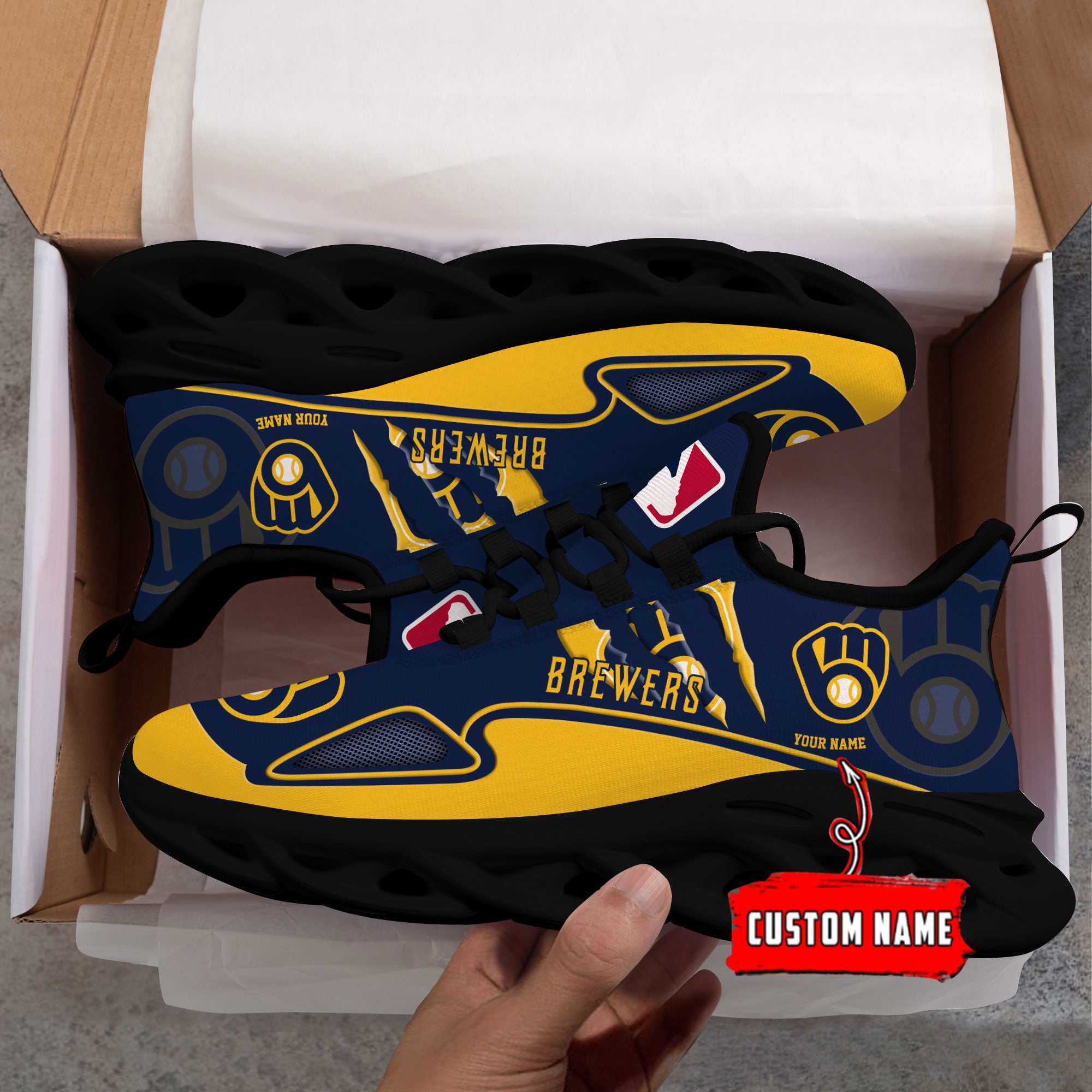 Ideafootwear Milwaukee Brewers Max Soul Shoes Sneakers For Men And Women