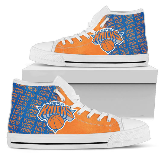 Ideafootwear New York Knicks High Top Canvas Sneakers Shoes For Men And Women