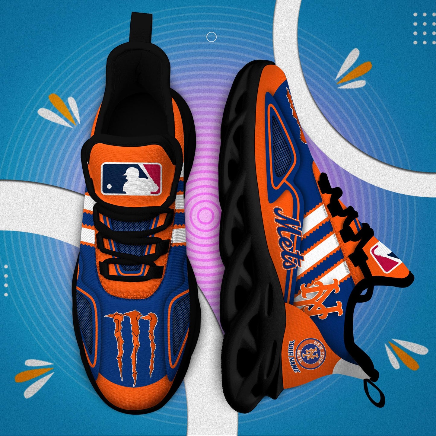 Ideafootwear New York Mets Max Soul Shoes Sneakers For Men And Women
