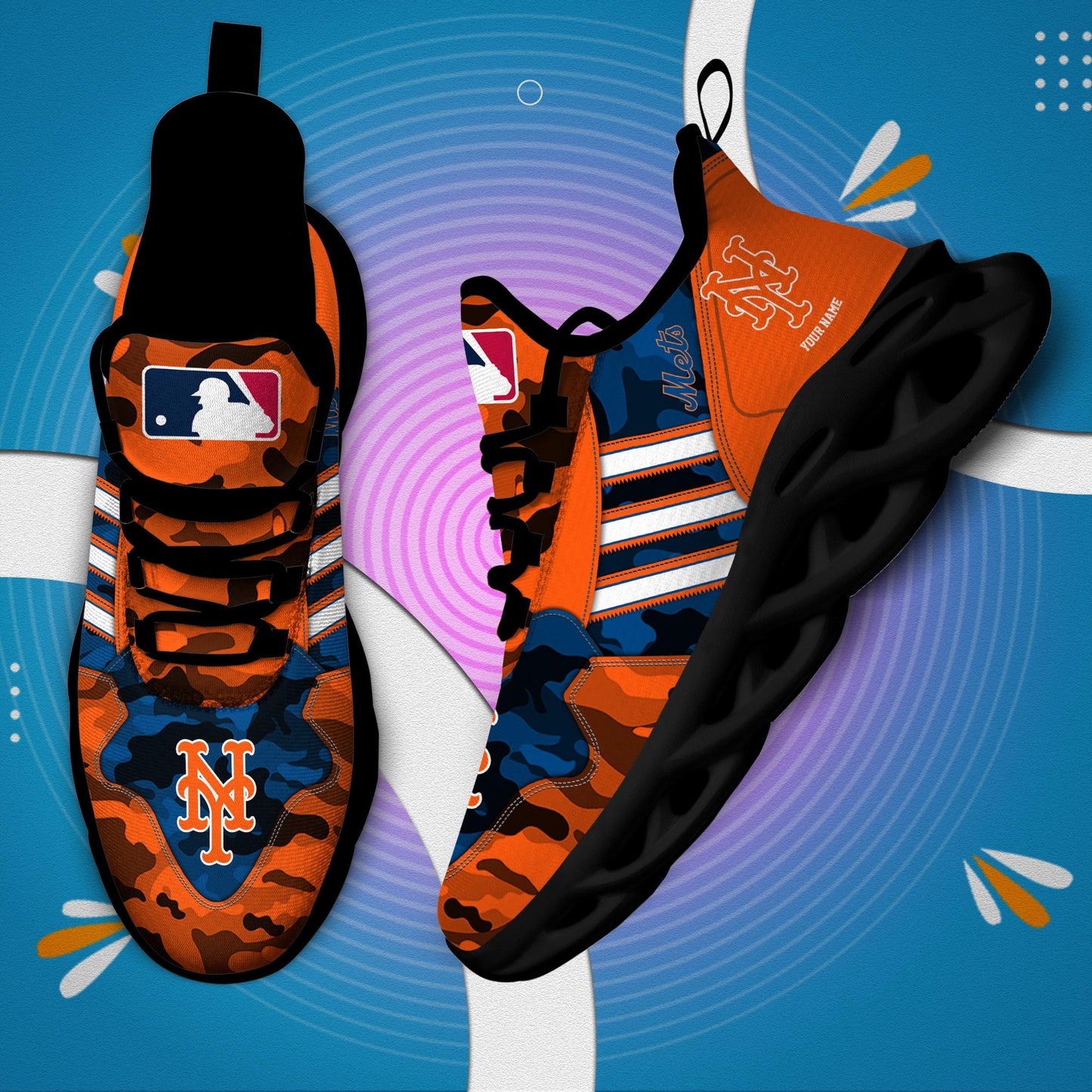 Ideafootwear New York Mets Max Soul Shoes Sneakers For Men And Women