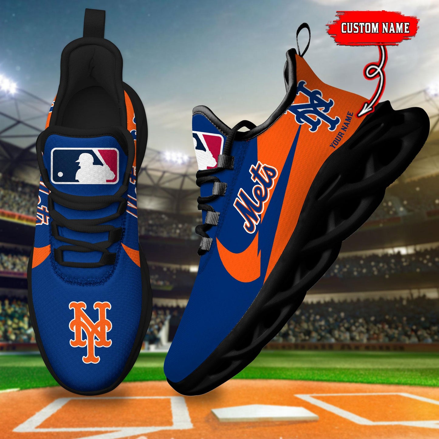 Ideafootwear New York Mets Max Soul Shoes Sneakers For Men And Women