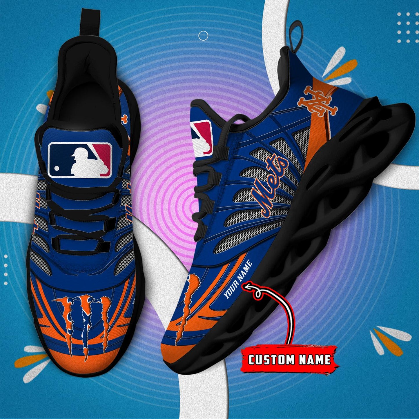 Ideafootwear New York Mets Max Soul Shoes Sneakers For Men And Women