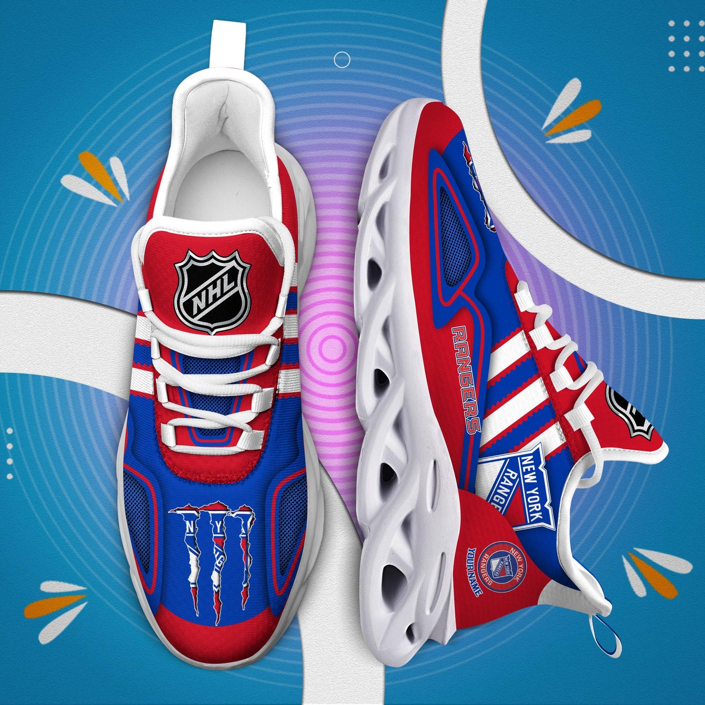 Ideafootwear New York Rangers Max Soul Shoes Sneakers For Men And Women