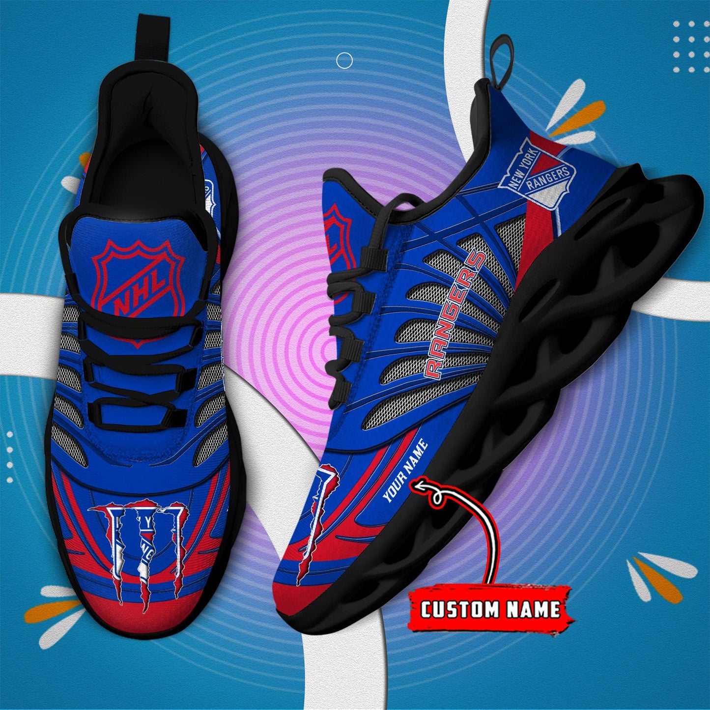 Ideafootwear New York Rangers Max Soul Shoes Sneakers For Men And Women