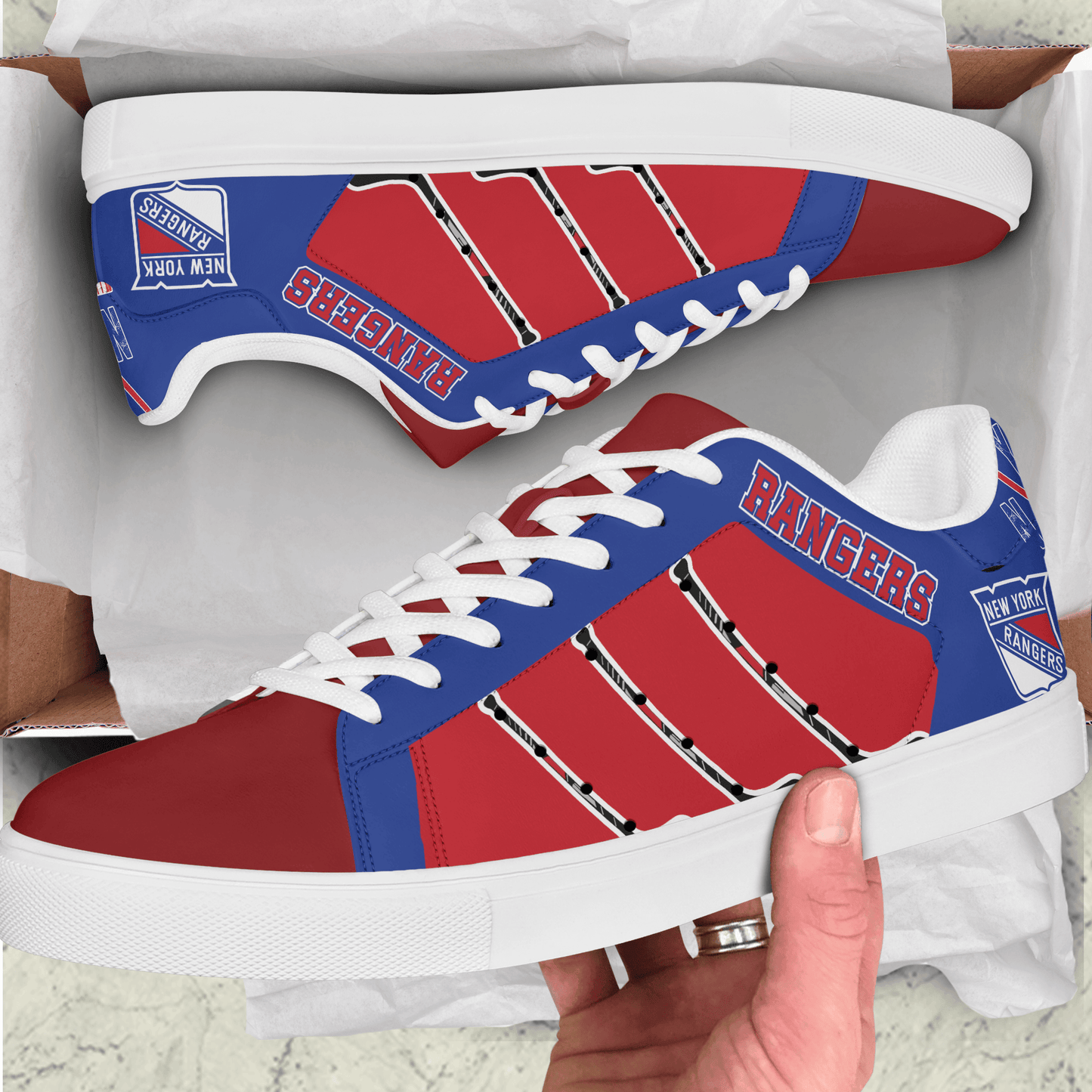Ideafootwear New York Rangers Skate Stan Shoes Sneakes For Men And Women