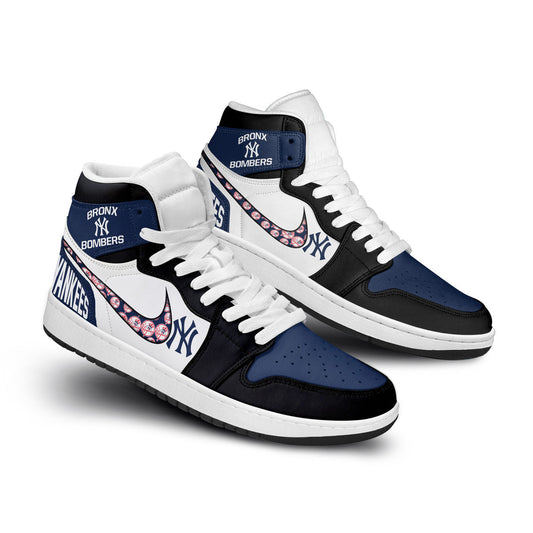 Ideafootwear New York Yankees AJ1 High Sneakers Shoes For Men And Women