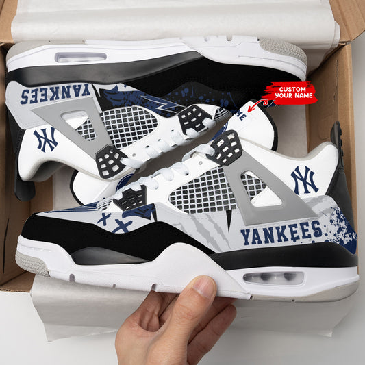 Ideafootwear New York Yankees AJ4 Sneakers Shoes For Men And Women