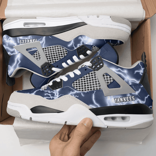 Ideafootwear New York Yankees AJ4 Sneakers Shoes For Men And Women