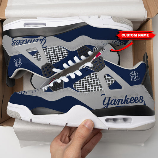 Ideafootwear New York Yankees AJ4 Sneakers Shoes For Men And Women