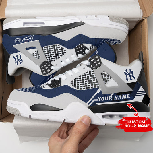 Ideafootwear New York Yankees AJ4 Sneakers Shoes For Men And Women