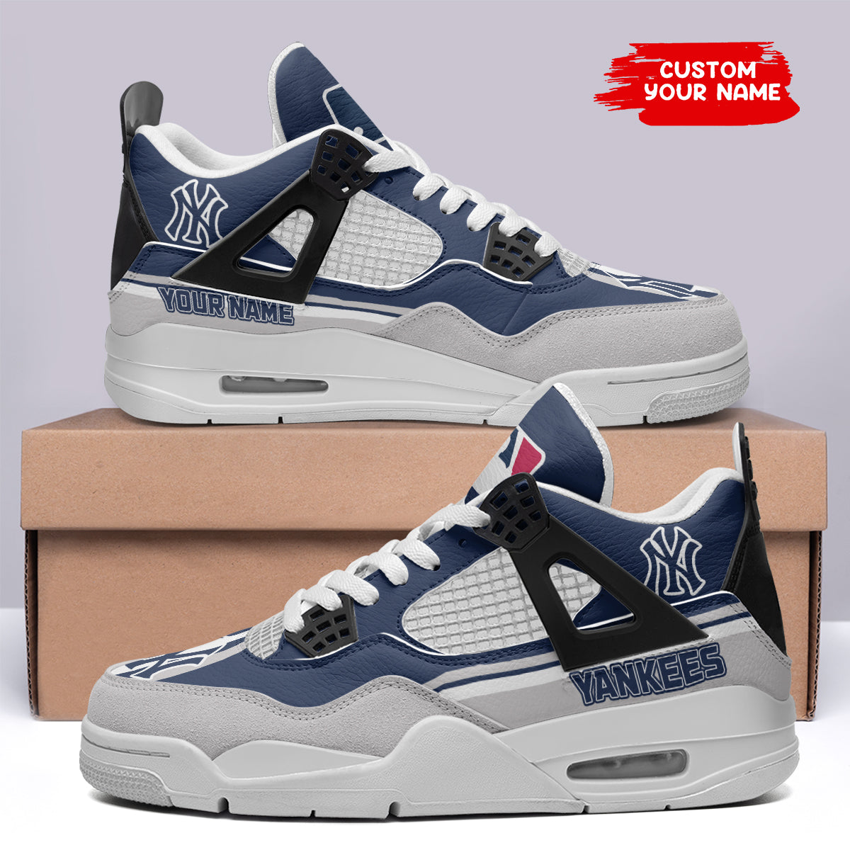 Ideafootwear New York Yankees AJ4 Sneakers Shoes For Men And Women