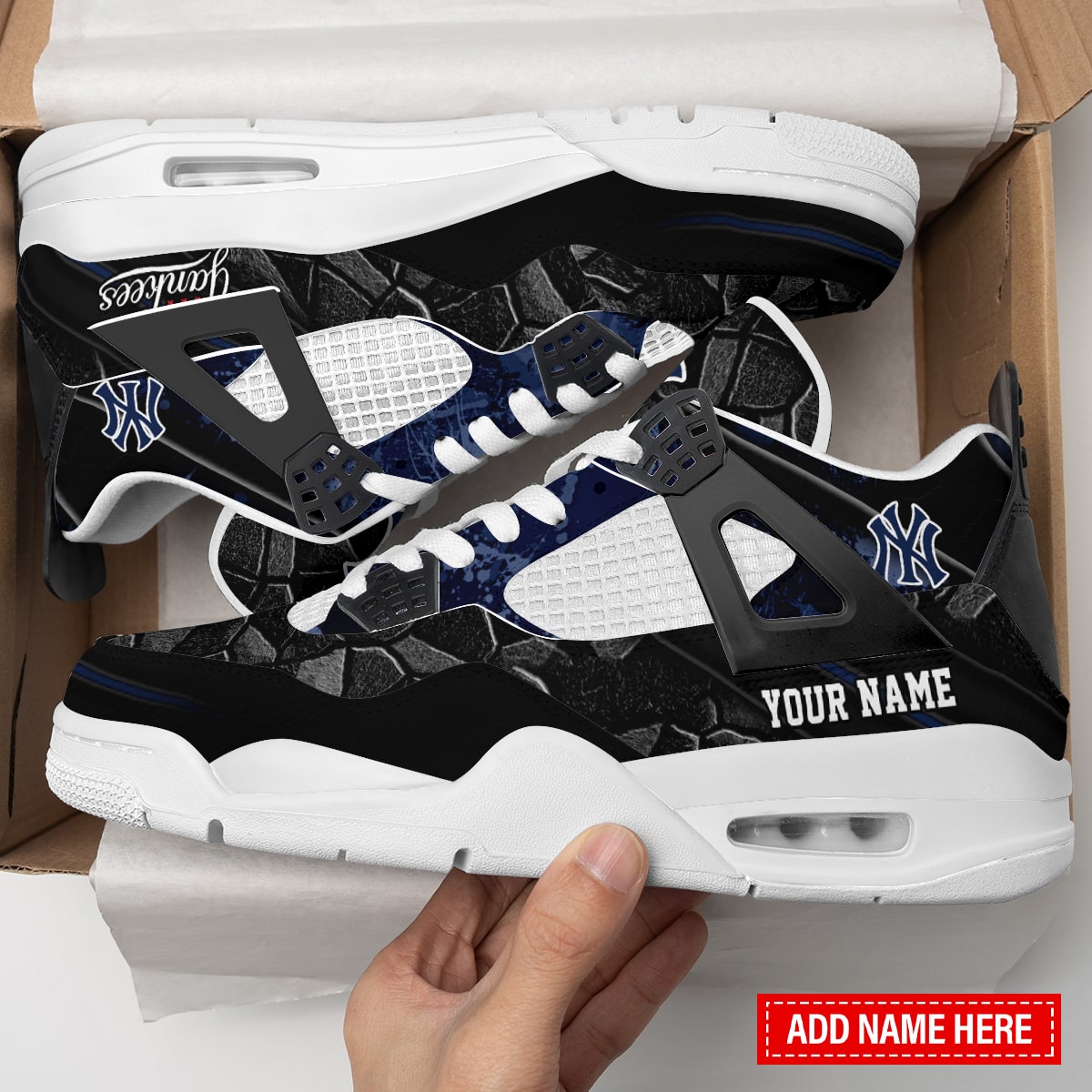 Ideafootwear New York Yankees AJ4 Sneakers Shoes For Men And Women