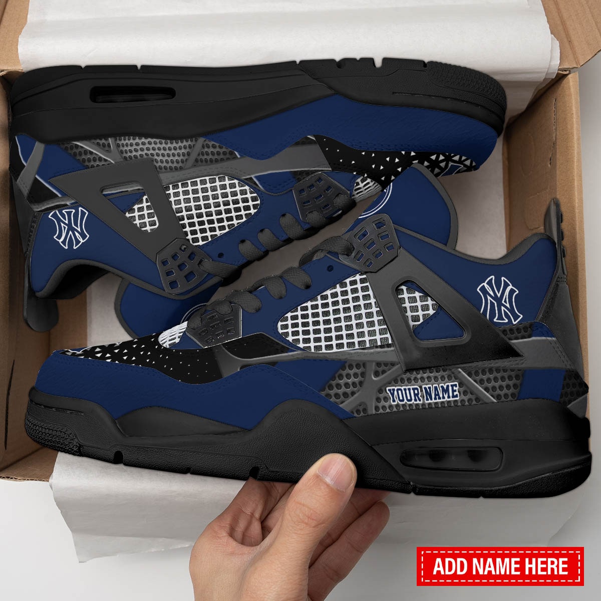 Ideafootwear New York Yankees AJ4 Sneakers Shoes For Men And Women