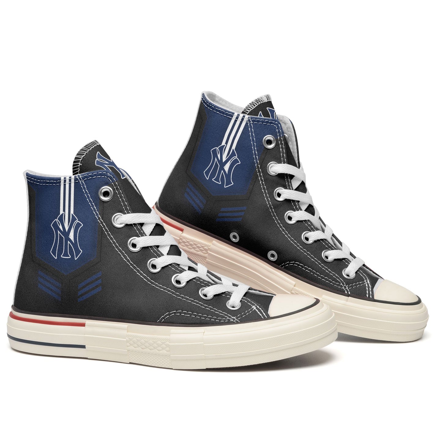 Ideafootwear New York Yankees High Top Canvas Sneakers Shoes For Men And Women